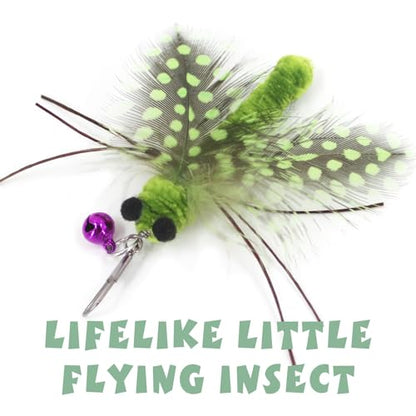 Insect Cat Toys with Feather - 6 Pieces Cat Insect Feather Toy Refills, Teaser Wand Attachments, Interactive Toys for Indoor Cats Kittens - size: Feather Wings