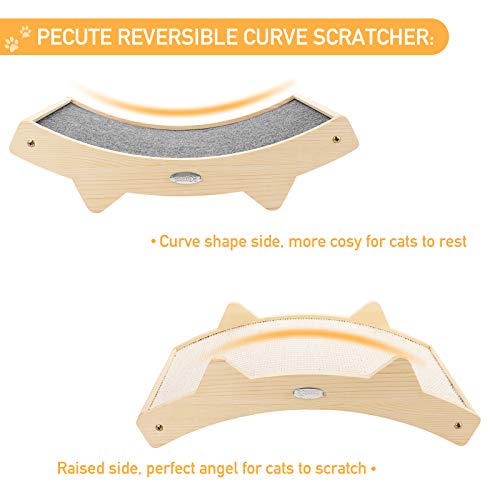 Double-Sided Sisal Cat Scratcher, Cat Scratchers for Indoor Cats with Natural Sisal + Carpet Cloth, Durable Solid Wooden Structure Scratch Pad, 16.5 x 10.8in