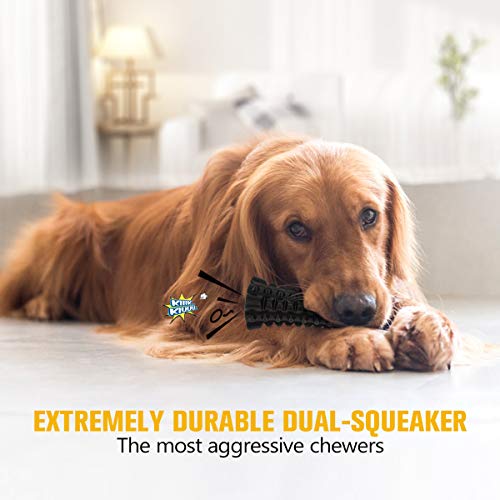 Indestructible Squeaky Dog Toy – Tough Rubber Chew Toy for Aggressive Large Dogs, Durable and Safe for Interactive Play - color: Black