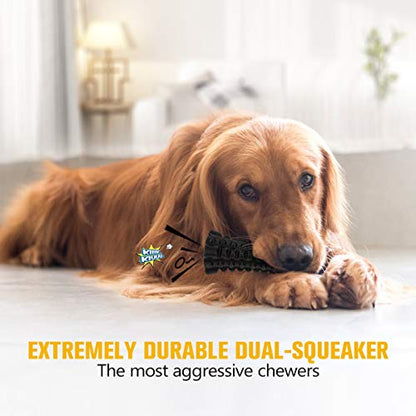 Indestructible Squeaky Dog Toy – Tough Rubber Chew Toy for Aggressive Large Dogs, Durable and Safe for Interactive Play - color: Black