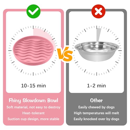 Fhiny Slow Feeder Dog Bowl, Silicone Dog Puzzle Bowl Slow Feeder Puppy Bowls Slow Eating Modern Lick Mat Design Dishwasher Microwave Fit for Fast Eaters, All Small Medium Dogs Puppy Doggy (Pink) - color: Pink