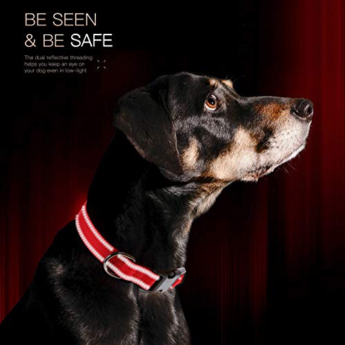 HEELE Dog Collar, Reflective Dog Collar, Soft Neoprene Padded Breathable Nylon Pet Collar Adjustable for Small Dogs, Red, S(10.23-14.96") - color: Red, size: Small (10.23-14.96")