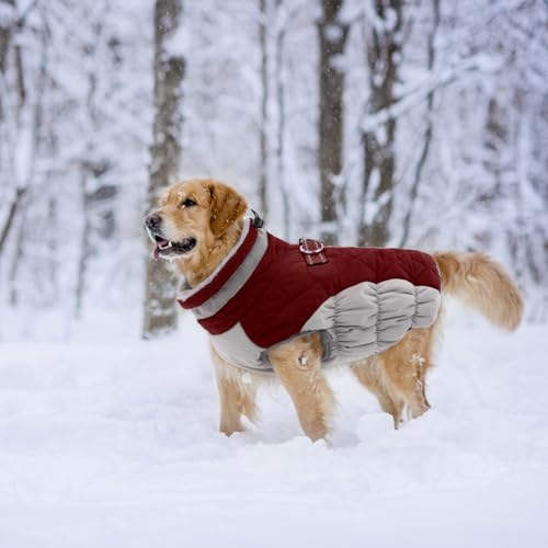 Lelepet Dog Coat Warm Dog Winter Coat Waterproof Dogs Jacket with Harness Built in Reflective Pet Fleece Vest Zip-Up Cold Weather Coats for Dogs Turtleneck & Windproof Coats Chihuahua Wine Red XS - color: Burgundy, size: X-Small