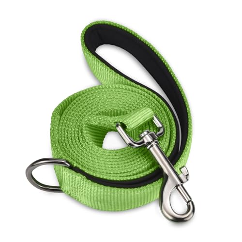 AUDWUD Soft Padded Handle Dog Leash,Relieve Hand Pressure;Portable,Strong,High Tensile Strength,Suitable for Small and Medium Sized Dog Walking Leash - color: Neon green, size: 6 ft