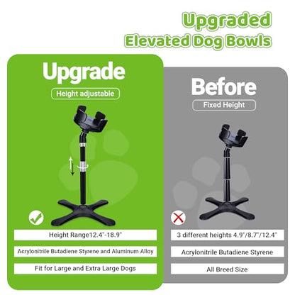 Elevated Dog Bowls for Large and Extra Large Dogs,Adjustable Width Dog Bowl Stand for 5.5-9.5" Wide Bowls,Food and Water Feeder,Single Holder with Tilted Height Adjust 12.4''-18.9'' (1 Pack) - size: D - Upgraded Dog Bowls Stand 1 Pack