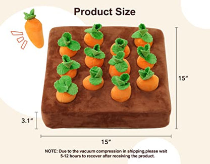 Interactive Dog Toys，Squeak Carrot Snuffle Mat for Dogs Plush Puzzle Toys 2 in 1 Non-Slip Nosework Feed Games for Pet Stress Relief with 12 Carrots… - style: SQUEAK