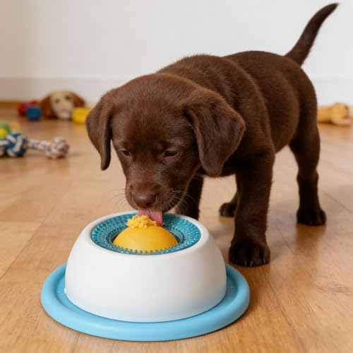 Dog Licking Bowl, Dog Lick Ball, Interactive Slow Feeder & Anxiety Relief Treat Dispenser with Non-Slip Base for Puppy Kitten Mental Stimulation.