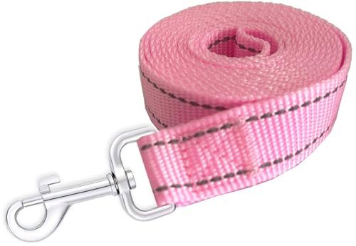 Reflective Dog Leash 4Ft /5 Foot /6 Feet Long, 1 Inch Wide, for Small and Medium Dogs - color: Reflective Pink, size: 1'' x 4 FT