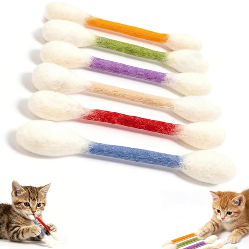 Cotton Swabs Cat Toys with Catnip,6Pack Giant Kitten Chew Sticks for Indoor Boredom,Durable Big Kitten Chew Dental Teething Ropes,Big Interactive Felt Kitty Kicker Play Lover Gift Accessories (Mix) - color: Mix