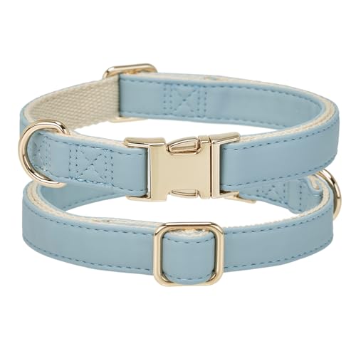 Soft Classic Leather Dog Collar Heavy Duty Padded Collars with Metal Buckle for Puppy Small Medium Dogs (Blue,XS) - color: Blue, size: XSmall
