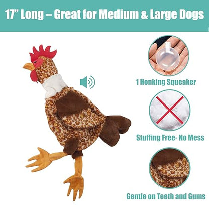 SPOT Skinneeez Chicken 17" Stuffing-Free Plush Dog Toy with Honking Squeaker – Soft, Floppy & Mess-Free Interactive Toy for Medium & Large Dogs – Ideal for Light & Moderate Chewers - style: Chicken