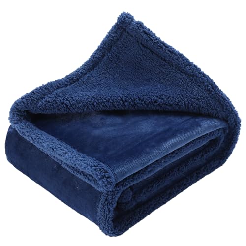 Dog Blanket, Waterproof Reversible Sherpa Fleece Throw Blanket, Furniture Cover for Bed, Couch, Sofa Protection from Liquid Pee and Pet Fur of Puppy, Cat (Navy Blue XS20*27inches) - color: Navy Blue, size: 20*27
