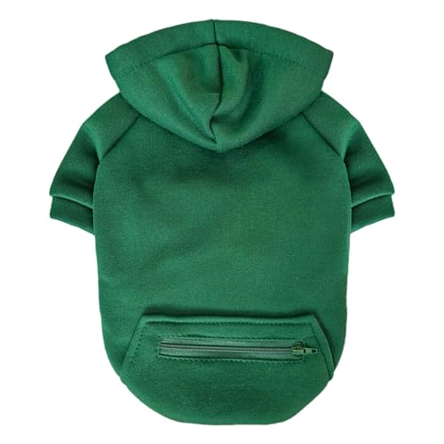 Jecikelon Pet Dog Cold Weather Coat with Pocket Winter Dog Hoodie Warm Puppy Clothes for Small Dogs Chihuahua Clothing (Green, X-Small) - color: Green, size: X-Small