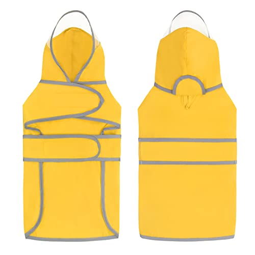 HDE Dog Raincoat with Clear Hood Rain Jacket Poncho for Small Medium Large Dogs Yellow - L - color: Yellow, size: Large