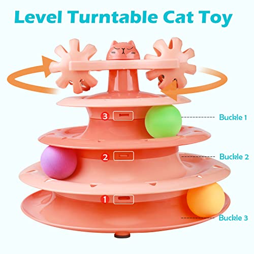 UPSKY Cat Toy Roller 4-Level Turntable Cat Toy Balls with Three Colorful Balls and Bell Ball X Turntable Interactive Kitten Fun Mental Physical Exercise Puzzle Toys - color: C-Gradient Orange