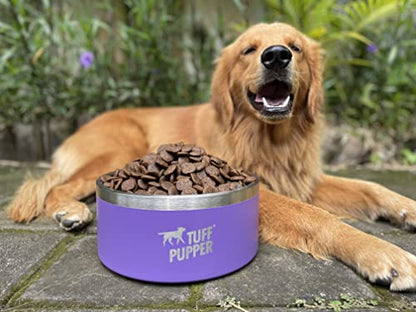 Tuff Pupper 100 oz Heavy Duty Insulated Stainless Steel Dog Bowl for Large Dogs, Non-Slip Base, Dishwasher Safe - color: Royal Purple, size: 100oz