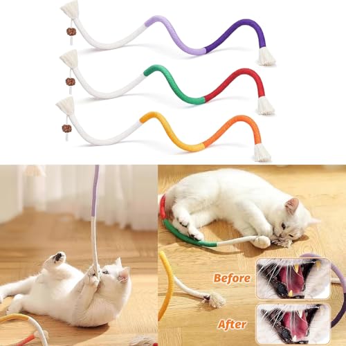 Cat Toys Chew Ropes, Silvervine Sticks Catnip Rope Toys with Refillable Natural Catnip for Cats Dental Care, Safe Teeth Cleaning Toy for Indoor Cat Kitty Kicker Toy Interactive Catnip Kitty Toys - color: 10PCS