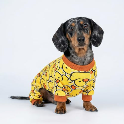 Fitwarm Funny Duck Dog Pajamas, Dog Winter Clothes for Small Dogs Girl, Lightweight Velvet Pet Jumpsuit, Cat Onesie, Yellow, Large - color: Duck, size: Large