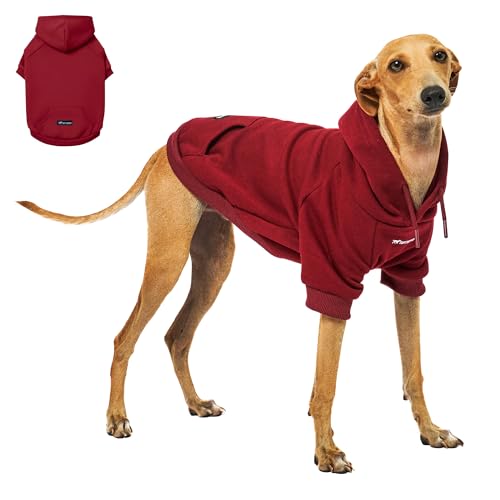 Tuff Pupper Dog Hoodie | Premium Quality Insulated Fabric | Ultra Soft Interior for Superior Comfort | Elastic Cuffs & Drawstring for Warmth | Stretch Fit Suitable for All Breeds (Red, XS) - color: Crimson Red, size: 10-15 lbs (X-Small)