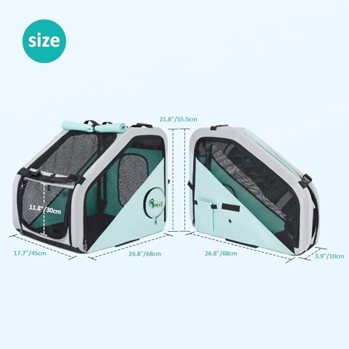 Ownpets Portable Dog Crate for Car, Collapsible Dog Travel Crate for Medium Dogs Up to 66lbs, with Seatbelt and Headrest Strap, Soft Pet Carrier for Car Back Seat, Indoor and Outdoor