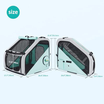 Ownpets Portable Dog Crate for Car, Collapsible Dog Travel Crate for Medium Dogs Up to 66lbs, with Seatbelt and Headrest Strap, Soft Pet Carrier for Car Back Seat, Indoor and Outdoor