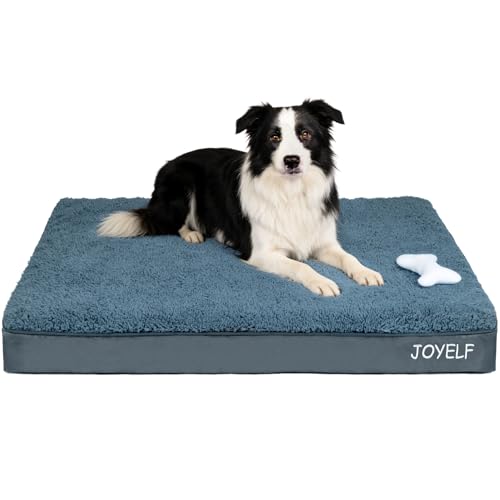 Large Dog Crate Bed Mats Orthopedic Dog Bed, Egg Crate Foam Waterproof Dogs Pad with Washable Removable Cover, a Squeaker Toy as Gift - size: Large-36"x27"x3"