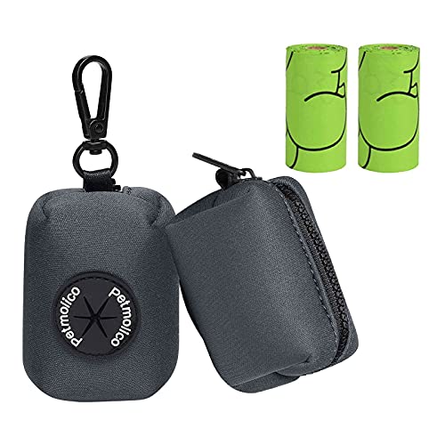 Dog Poop Bag Holder Leash Attachment, Dog Waste Bag Dispenser Zippered Pouch, Fits Any Dog Leash, Includes Free Roll of Dog Bags, Poop Bag Dispenser - 2 Pack, Deep Gray - color: Deep Gray