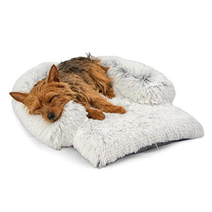 Best Friends by Sheri Nap Mat Dog Bed with Bolster - Washable Crate Pad, Removable Cover, Frost, Small, 22x15 - size: Small