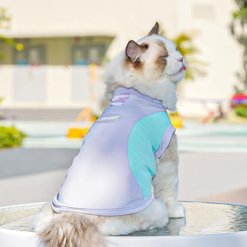 Sun Protection Dog Shirt Breathable Quick-Drying Ice Silk Dog Cooling T-Shirts Summer Pet Sleeveless Clothes for Small Medium Dogs Cats Green Purple 4XL - color: Green Purple, size: 4XL