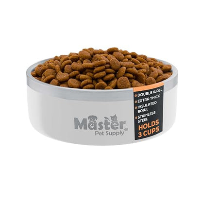 Master Pet Supply Stainless Steel Dog Bowls - 25 oz, Heavy Duty - Bone White, Double Wall Extra-Thick Insulated, Non-Slip Pet Water Bowl for Dogs, Cats & Pets, Anti Rust Metal, Dish Washer Safe - color: Bone White, size: 3 Cups (25 oz)