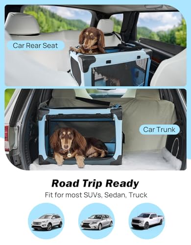 JOYTUTUS Pet Day Special, 20 Inch Collapsible Dog Crate, Steel Frame 8-Bar Foldable Soft Kennel, Portable Travel Crate for Puppy & Small Dog Up to 13lbs, Oxford Cat Carrier for Car Indoor Outdoor - size: XS (20" L x 13" W x 13" H)