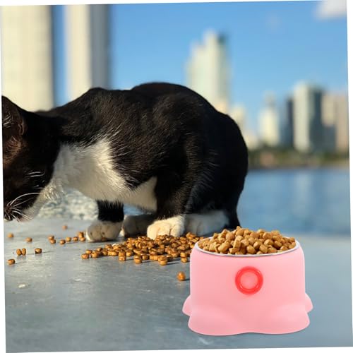 VICASKY Stainless Steel Pet Bowl Cat Water Bowl -Spill Portable Dog Dish Indoor Outdoor Use - color: Pink