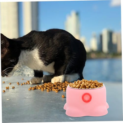 VICASKY Stainless Steel Pet Bowl Cat Water Bowl -Spill Portable Dog Dish Indoor Outdoor Use - color: Pink