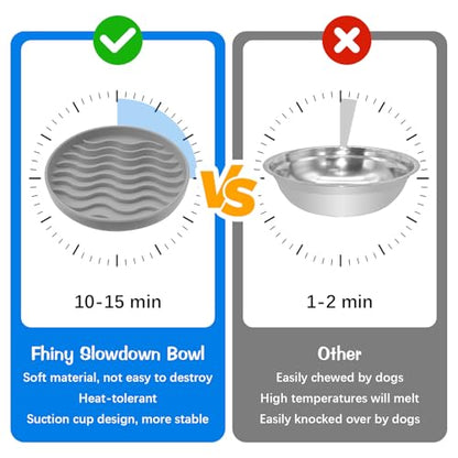 Fhiny Slow Feeder Dog Bowl, Silicone Dog Puzzle Bowl Slow Feeder Puppy Bowls Slow Eating Modern Lick Mat Design Dishwasher Microwave Fit for Fast Eaters, All Small Medium Dogs Puppy Doggy (Grey) - color: Grey