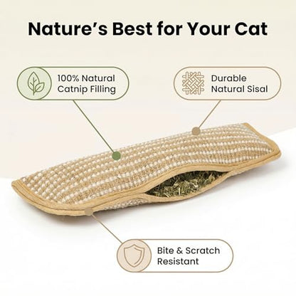 Catnip Chew Toy, Set of 3 Catnip Pillow Toys, Soft Sisal Material, Filled with Organic Catnip, Interactive Indoor Scratching and Chewing, Relief Promotes Healthy Playtime for Cats