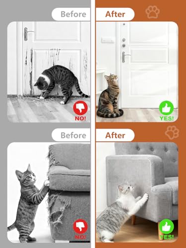 Extra Thick Clear Anti Cat Scratch Furniture Protector 17" x 197"：ZQVCNF Self-Adhesive Couch & Door Tape from Cat Claws - Covers Walls, Bed Corners | Stops Cat & Dog Scratching Damage