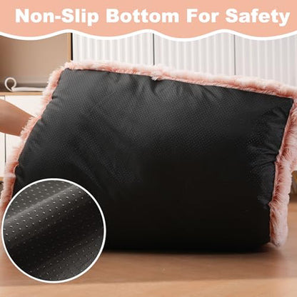 Bedfolks Plush Waterproof Dog Crate Bed, Removable Washable Cover, Faux Fur for Small Dogs & Cats, 23"x18", Pink - color: Pink, size: Small(23x18'')