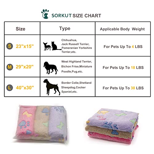 1 Pack 3 Puppy Blankets Super Soft Warm Sleep Mat Bone Print Cute Blanket Fluffy Premium Fleece Pet Blanket Flannel Throw Dog Blankets for Small Dogs Puppy Cat,Small(23"x15") - color: Mix Bone Series, size: Small(23"x15")