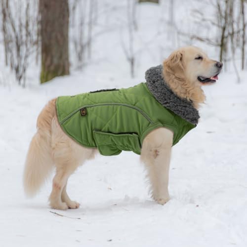 EMUST Dog Jacket - Winter Coats for Small/Medium/Large Dogs, French Bulldog Clothes, Green, XL - color: NewGreen, size: X-Large(Pack of 1)