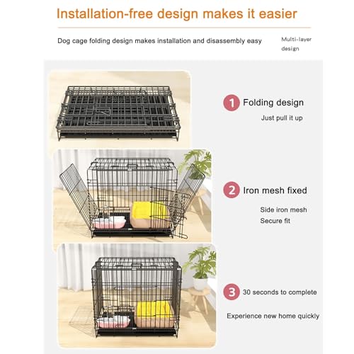 Dog Crate, 2 Doors Folding Mental Wire Dog Cage Training Kennel, with Removable Tray, Suitable for Small and Medium Dogs (Size : 70x50x60cm) - size: 27.5"L x 19.6"W x 23.6"H