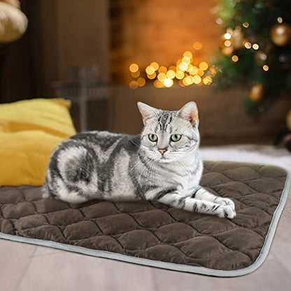 Self Warming Cat Bed Self Heating Cat Mat Thermal Pet Bed Mat Self-Warming Dog Crate Pad - color: Coffee, size: 20.0"L x 16.0"W x 0.5"Th