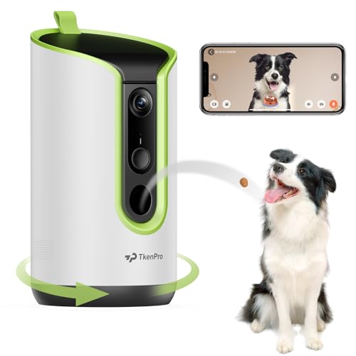 TKENPRO 5MP Ultra HD Pet Camera - Dog Camera with Treat Dispenser, Remote Treat Tossing via Phone App, 360° Auto Tracking & Motion Alerts, 5G&2.4G WiFi for Cats Indoor - color: Green