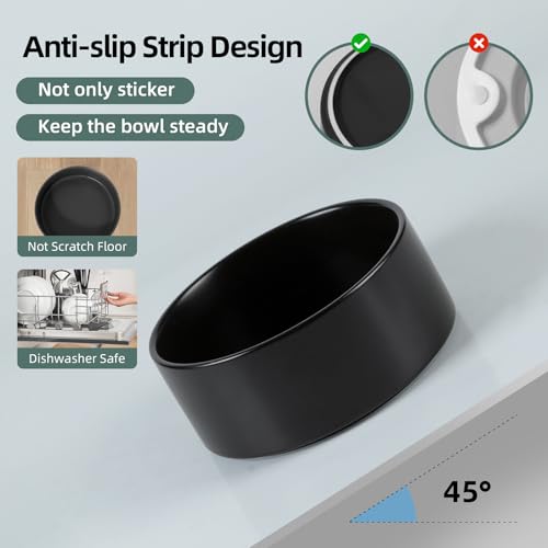 Havniva 8.3” Ceramic Dog Bowls, Dog Food and Water Bowl for Large Dogs, Durable Dog Water Bowl with Non-Slip Rubber Base Large Capacity Pet Feeding Bowl - color: Matte Black, size: 8.3 Inch