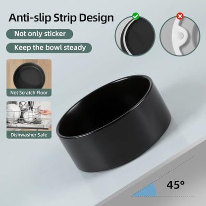 Havniva 8.3” Dog Bowl Ceramic Dog Food and Water Bowl, Durable Dog Water Bowl with Non-Slip Rubber Base Large Capacity Feeding Dishes for Large Dogs - color: Matte Black, size: 8.3 Inch
