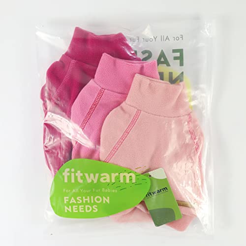Fitwarm 3 Pack Classic Fleece Sweatshirt for Small Dogs and Cats, Pullover Jumper in Pink, Rose and Baby Pink - color: Pink-Rose-Baby Pink, size: Small