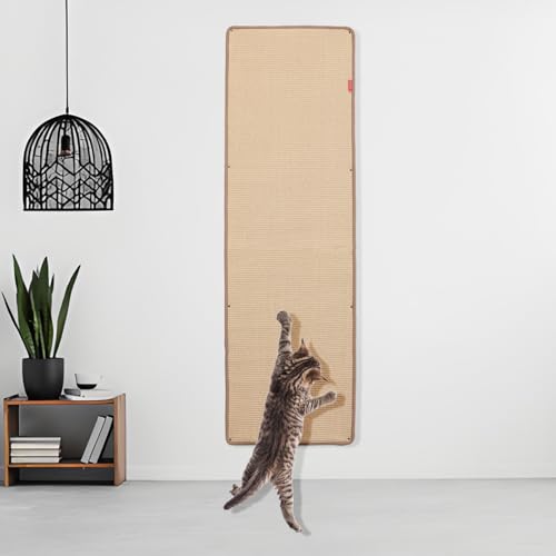 66.93x19.68x0.32 inch Thickened Cat Wall Scratcher Carpet, Cat Climbing Wall, Durable Cat Wall Furniture, Tall Cat Scratching Post, Wall Scratchers for Indoor Cats, Couch Sofa Protector (Brown) - color: Brown, size: 66.93x19.68x0.32 inch
