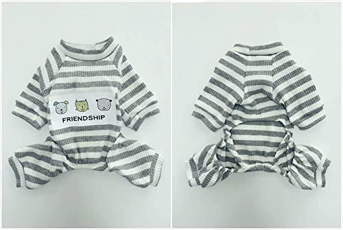 Dogs PJS Clothes for Small Dogs Girl Puppy Pajamas Long Sleeved Onsie Warm Coats Jumpers Outfits - color: GREY, size: M(Back9.8", Weight4-6.5 lbs)