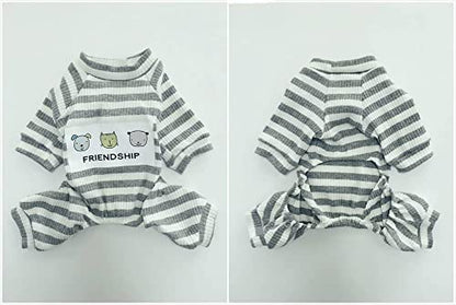 Dogs PJS Clothes for Small Dogs Girl Puppy Pajamas Long Sleeved Onsie Warm Coats Jumpers Outfits - color: GREY, size: M(Back9.8", Weight4-6.5 lbs)