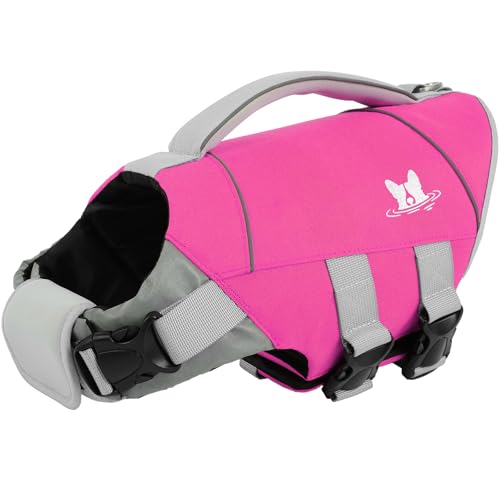 IECOii High Visible Dog Float for Pool, XXL Dog Life Vests for Swimming Boating, Pet Summer Swim Vest & Flotation Gear, Golden Retriever Life Jacket with Rescue Handle for Large Dogs,Rosered, 2XL - color: Rose Red, size: XX-Large Chest:30.7-38.6'')