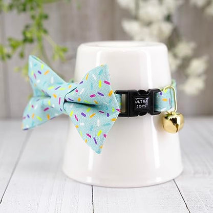Ultra Joys Boy & Girl Cat Collar Kitten Collar with Bells & Bowtie Birthday Small - color: Birthday-Bowtie Collar, size: Small